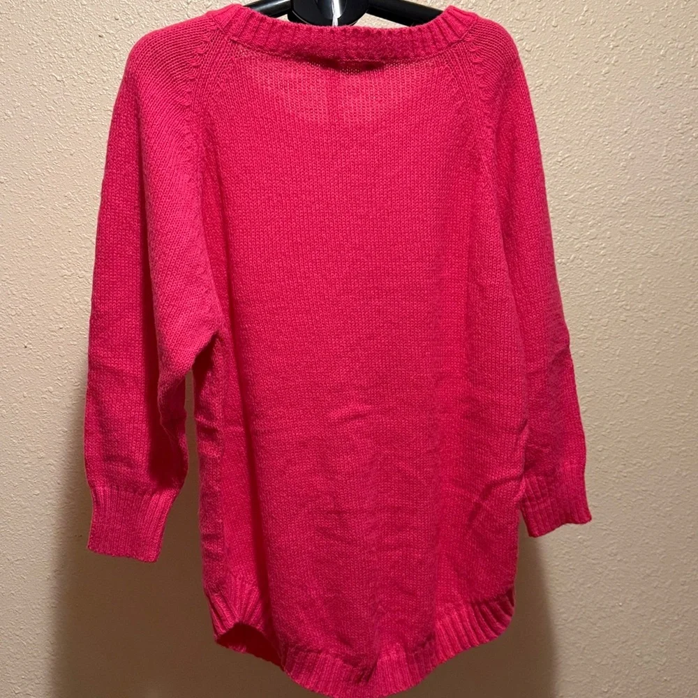 DAVI & DANI OVERSIZED Vibrant cable knit Pink Crew Neck Sweater - Picture 8 of 9